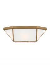  7579452EN3-848 - Morrison modern 2-light LED indoor dimmable ceiling flush mount in satin brass gold finish with smoo
