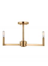  7764203EN-848 - Fullton modern 3-light LED indoor dimmable semi-flush ceiling mount fixture in satin brass gold gold