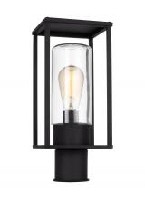  8231101-12 - Vado modern 1-light outdoor post lantern in black finish with clear glass panels