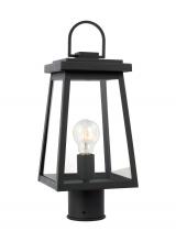  8248401-12 - Founders modern 1-light outdoor exterior post lantern in black finish with clear glass panels and sm