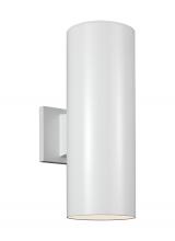  8313802-15 - Outdoor Cylinders transitional 2-light outdoor exterior small wall lantern sconce in white finish wi