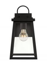  8648401EN7-12 - Founders modern 1-light LED outdoor exterior medium wall lantern sconce in black finish with clear g