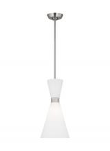  DJP1101BS - Belcarra Modern 1-Light Small Single Pendant Ceiling Light in Brushed Steel Silver Finish