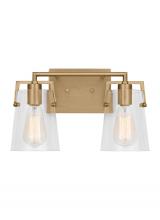  DJV1032SB - Crofton Modern 2-Light Bath Vanity Wall Sconce in Satin Brass Gold With Clear Glass Shades