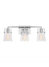  DJV1033CH - Crofton Modern 3-Light Bath Vanity Wall Sconce in Chrome Finish With Clear Glass Shades