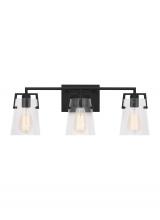  DJV1033MBK - Crofton Modern 3-Light Bath Vanity Wall Sconce in Midnight Black Finish With Clear Glass Shades