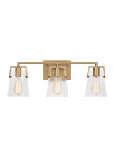  DJV1033SB - Crofton Modern 3-Light Bath Vanity Wall Sconce in Satin Brass Gold With Clear Glass Shades