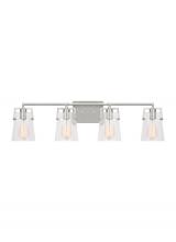 Visual Comfort & Co. Studio Collection DJV1034BS - Crofton Modern 4-Light Bath Vanity Wall Sconce in Brushed Steel Silver Finish