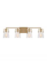  DJV1034SB - Crofton Modern 4-Light Bath Vanity Wall Sconce in Satin Brass Gold With Clear Glass Shades
