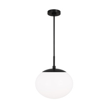  EP1341AI - Lune modern mid-century large indoor dimmable 1-light pendant in an aged iron finish and milk white