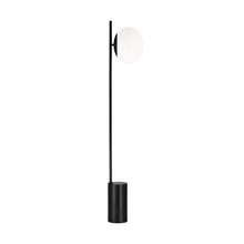  ET1361AI1 - Lune mid-century indoor dimmable 1-light floor lamp in an aged iron finish with a milk white glass s