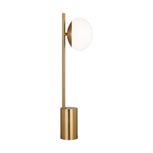  ET1461BBS2 - Lune mid-century indoor dimmable 1-light table lamp in a burnished brass finish with a milk white gl