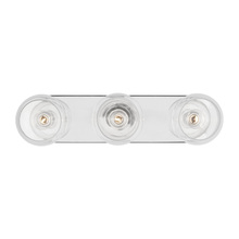  KSV1023PNGW - Monroe contemporary dimmable indoor 3-light vanity in a polished nickel finish with clear glass shad