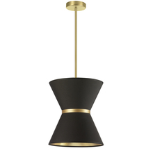 Dainolite CTN-121P-AGB-698 - 1 Light Incandescent Pendant, Aged Brass with Gold Ring Black / Gold Shade