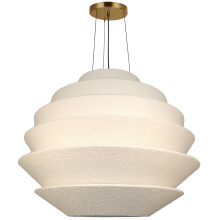 Dainolite DAL-3224P-AGB - 9 Light Incandescent Aged Brass Pendant with White Boucle Fabric Shade