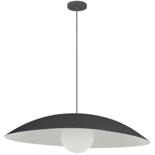 Dainolite OLV-241P-MB - 1 Light Pendant, Matte Black w/ Opal Glass