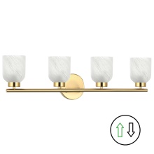 Dainolite VND-294W-AGB-ALB - 4LT Vanity, Aged Brass w/ Faux Alabaster