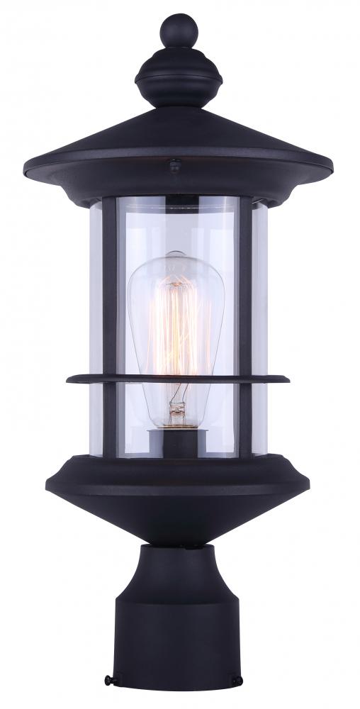 TREEHOUSE, 1 Lt Outdoor Post Light, Clear Glass, 1 x 100W Type A, 8" W x 17 1/4" H x 8" 