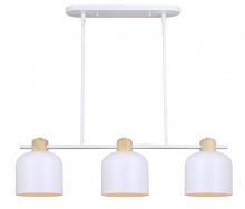  IPL1152A03WHW - CALEB 60-Watt 3 Light White Scandinavian Pendant with White Metal Shade