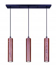  IPL764A03BKW10 - CARVER, IPL764A03BKW10, Faux Wood + MBK Color, 3 Lt Cord Pendant, 50W Type GU10