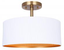  ISF1119A02WHG - REXTON 13 in. 2Lt 60W Contemporary Matte White Semi-Flush Mount w/ Matte White with Gold Metal Shade