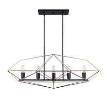  ICH676A05BKG40 - GREER, Gold + MBK Color, 5 Lt 40" Rod Chandelier, 100W Type A, 40" W x 22 1/4"