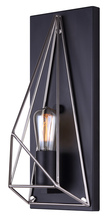  IWL676A01BKN - GREER, BN + MBK Color, 1 Lt Wall Sconce, 100W Type A, 6" W x 14" H x 5 1/2" D, Easy Conn