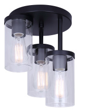 Canarm ISF1234A03BK - Britton 3-Light Semi-Flush Ceiling Fixture, Matte Black Finish