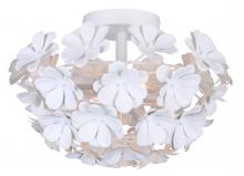  IFM2022B14WH - CASSIA 15 in. 2-Light 60-Watt Whimsical White Flush Mount with Matte White Metal Flower Shade