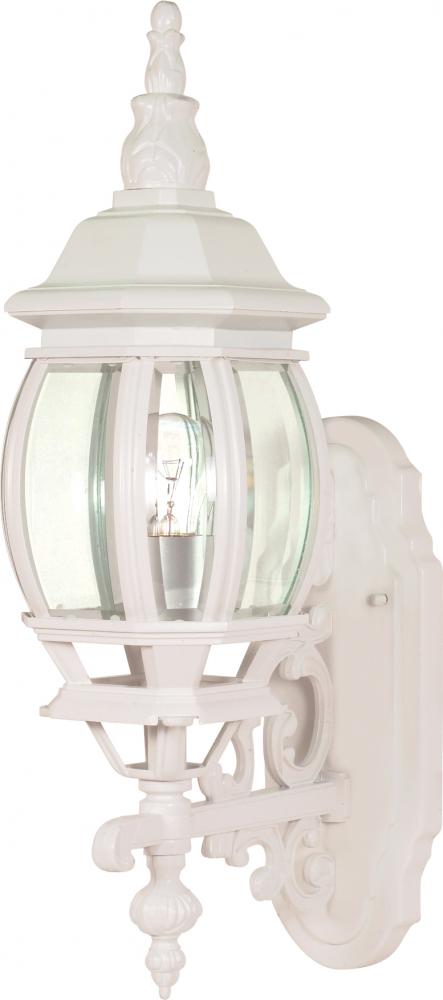 Central Park - 1 Light 20&#34; Wall Lantern with Clear Beveled Glass - White Finish