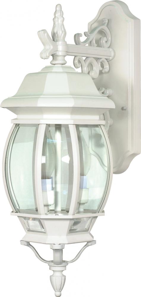 Central Park - 3 Light 22&#34; Wall Lantern with Clear Beveled Glass - White Finish