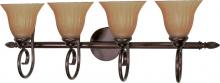  60/018 - 4-Light 33" Copper Bronze Vanity Light Fixture with Champagne Linen Washed Glass