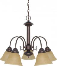  60/1251 - Ballerina - 5 Light Chandelier with Champagne Linen Washed Glass - Mahogany Bronze Finish