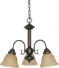  60/1252 - Ballerina - 3 Light Chandelier with Champagne Linen Washed Glass - Mahogany Bronze Finish