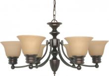  60/1274 - Empire - 6 Light Chandelier with Champagne Linen Washed Glass - Mahogany Bronze Finish