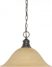  60/1276 - 1 Light - 16" Pendant with Champagne Linen Washed Glass - Mahogany Bronze Finish
