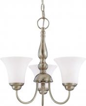  60/1821 - Dupont - 3 Light Chandelier with Satin White Glass - Brushed Nickel Finish
