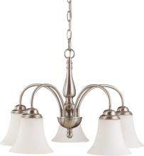  60/1822 - Dupont - 5 Light Chandelier with Satin White Glass - Brushed Nickel Finish
