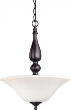  60/1848 - Dupont - 3 Light Pendant with Satin White Glass - Dark Chocolate Bronze Finish