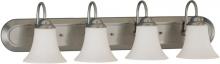  60/1915 - 4-Light Vanity Fixture in Brushed Nickel Finish with White Satin Glass and (4) 13W GU24 Bulbs