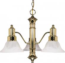 60/194 - 3-Light Textured White Chandelier with Alabaster Glass Bell Shades