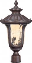  60/2009 - 2-Light Medium Outdoor Post Lantern in Fruitwood Finish and Amber Water Glass