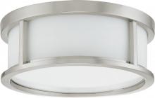  60/2859 - Odeon - 2 Light 13" Flush Dome with Satin White Glass - Brushed Nickel Finish
