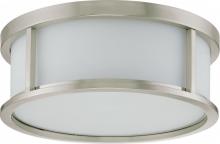  60/2862 - Odeon - 3 Light 15" Flush Dome with Satin White Glass - Brushed Nickel Finish