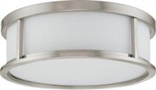 60/2864 - Odeon - 3 Light 17" Flush Dome withSatin White Glass - Brushed Nickel Finish