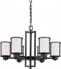  60/2975 - Odeon - 6 Light (convertible upwithdown) Chandelier with Satin White Glass - Aged Bronze Finish