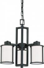  60/2976 - Odeon - 3 Light (convertible upwithdown) Chandelier with Satin White Glass - Aged Bronze Finish