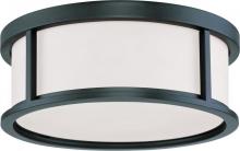 60/2982 - Odeon - 3 Light 15" Flush Dome with Satin White Glass - Aged Bronze Finish