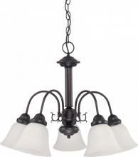  60/3141 - Ballerina - 5 Light Chandelier with Frosted White Glass - Mahogany Bronze Finish