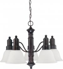  60/3143 - Gotham - 5 Light Chandelier with Frosted White Glass - Mahogany Bronze Finish
